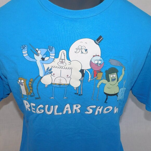 Cartoon Network Regular Show Characters Mens L Blue Graphic T Shirt - Picture 2 of 7